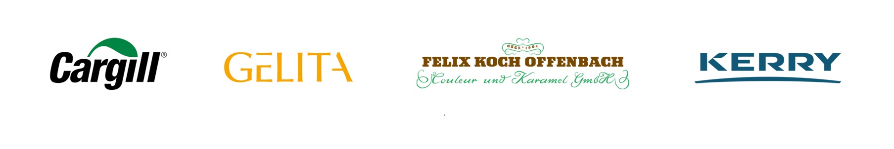 Logos of Cargill, Gelita, Felix Koch and Kerry
