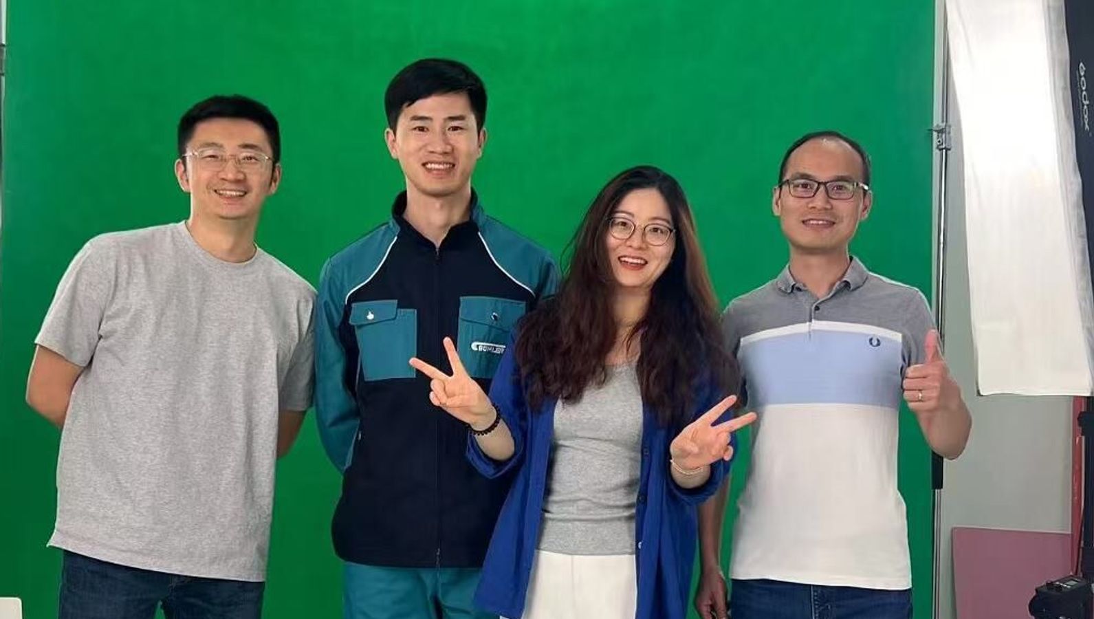 Group photo of some of team members, from left to right: Chen Qian, Gao Lei, Becky Bi, Li Yilun.